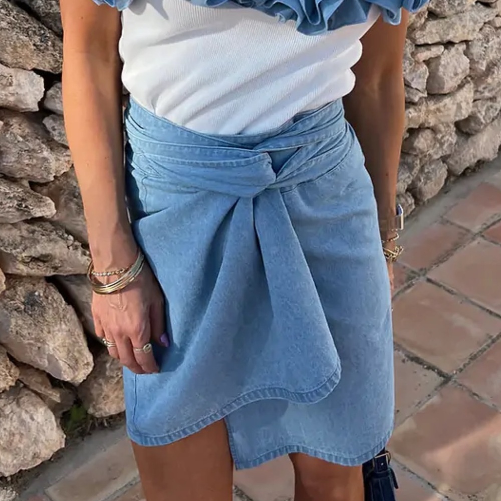 NWT Denim Mini Wrap Jaspre Skirt from never fully dressed